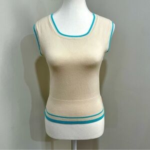 Vintage Guess Sweater Vest Cream Y2K Preppy Academia Size Small
